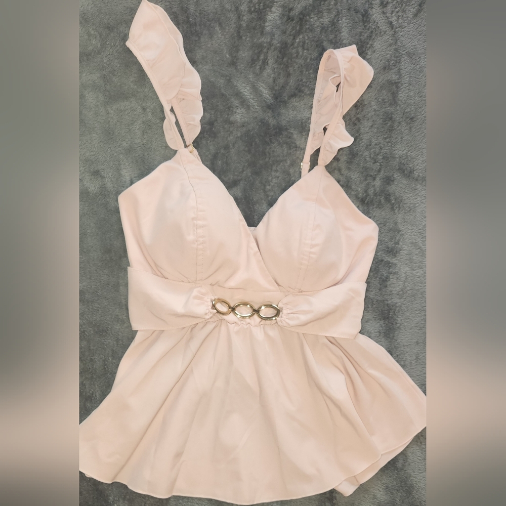Elegant Light Cream Ruffle Top